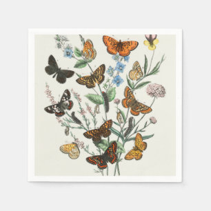 Illustratie van vlinders op bloemen servet
