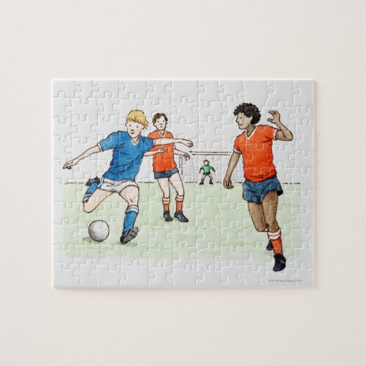 Illustratie van voetballers legpuzzel (Horizontaal)