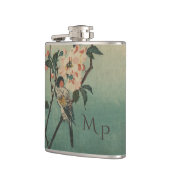  illustratie van vogel en bloesem heupfles (Links)