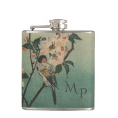  illustratie van vogel en bloesem heupfles (Voorkant)