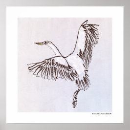 Illustratie van vogel vliegend door de stoffige bl poster