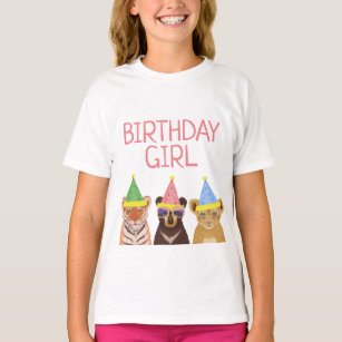 Illustratie van vrouwelijke dieren van de Birthday T-shirt