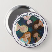 Illustratie van vrouwen vieren diversiteit IWD Ronde Button 4,0 Cm (Voorkant /achterkant)