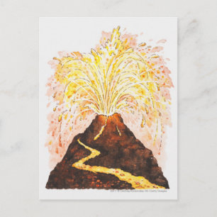 Illustratie van vulkaanuitbarsting briefkaart