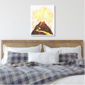 Illustratie van vulkaanuitbarsting canvas afdruk (Insitu (Slaapkamer))