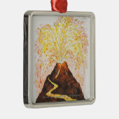 Illustratie van vulkaanuitbarsting metalen ornament (Rechts)
