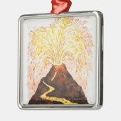 Illustratie van vulkaanuitbarsting metalen ornament (Links)
