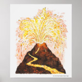 Illustratie van vulkaanuitbarsting poster (Voorkant)