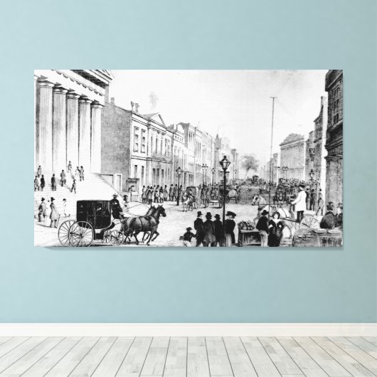  illustratie van Wall Street NYC (1867) Canvas Afdruk (Insitu (Houten vloer))