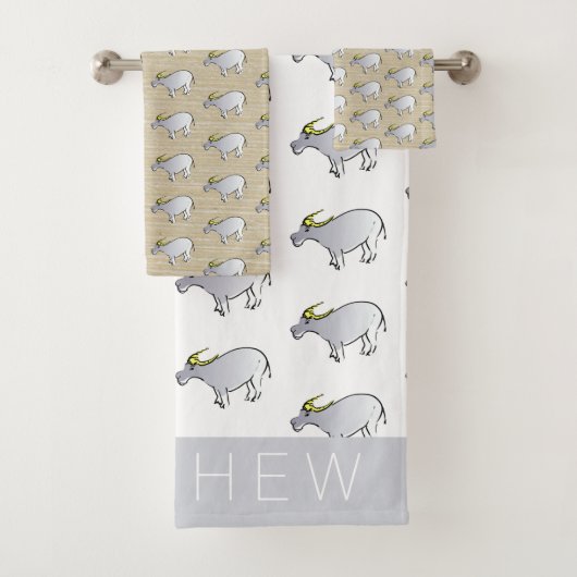 Illustratie van waterbuffels Chinese Ox-jaarnaam B Bad Handdoek (Insitu)