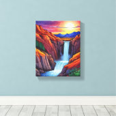 Illustratie van waterval 's nachts canvas afdruk (Insitu (Houten vloer))