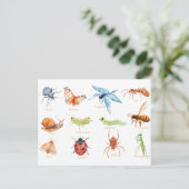 illustratie van waterverf insecten briefkaart (Staand voorkant)