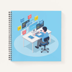 Illustratie van webontwikkelaarcode notitieboek