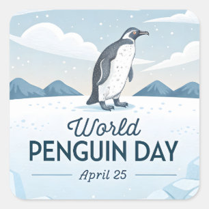 Illustratie van Wereld Pinguïn Dag Winter Natuur Vierkante Sticker
