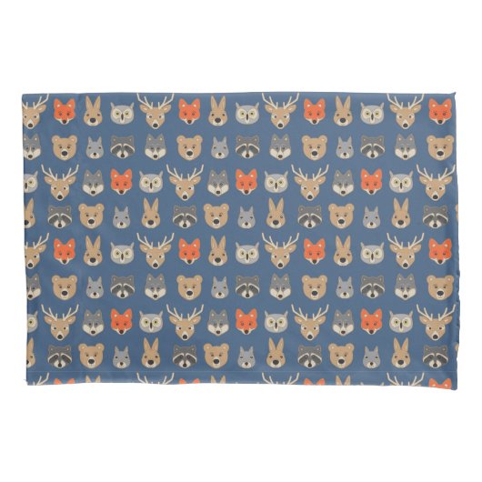 Illustratie van wilde bosdieren Blauw Kussensloop (Voorkant)