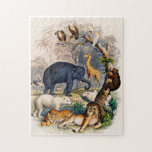 Illustratie van wilde dieren legpuzzel (Verticaal)