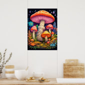 Illustratie van wilde paddenstoelen uit het bos poster (Keuken)