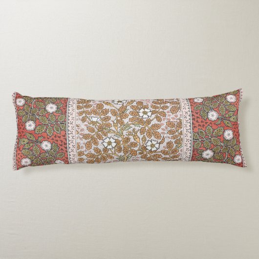 Illustratie van Wilde Roos Kunst Blokkerpatroon Lichaamskussen (Achterkant)