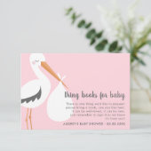 Illustratie van winkel - Roze Baby shower Book Req Kaart (Staand voorkant)
