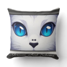 Illustratie van witte kat met levendige blauwe oge