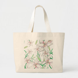 Illustratie van witte lelies grote tote bag