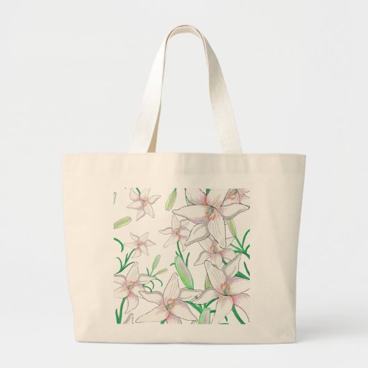 Illustratie van witte lelies grote tote bag (Voorkant)