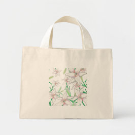 Illustratie van witte lelies    mini tote bag
