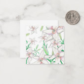 Illustratie van witte lelies   notitiekaartje (Voorkant / Achterkant in situ)