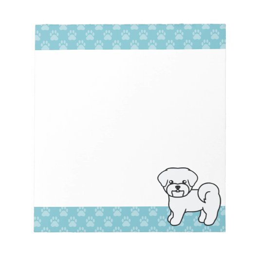 Illustratie van witte Maltezer hond & blauwe rande Notitieblok (Voorkant)