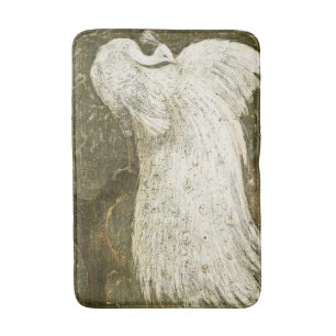 Illustratie van witte pauw in vintage stijl badmat