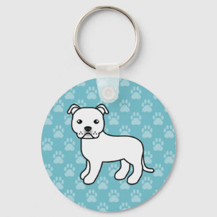 Illustratie van witte Staffordshire Bull Terrier-h Sleutelhanger
