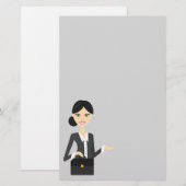 illustratie van zakelijke vrouw met zwart haar briefpapier (Voorkant / Achterkant)