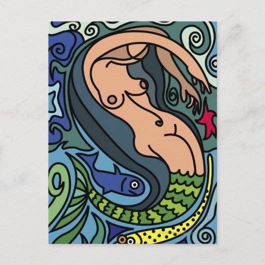 Illustratie van Zeemeermin Briefkaart (Voorkant)