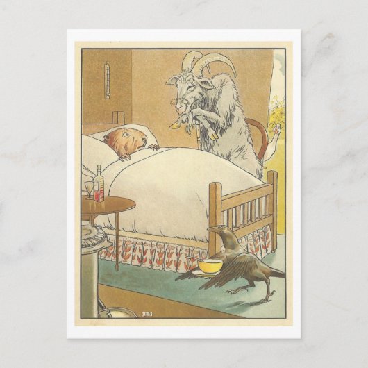  illustratie van ziektes met dieren briefkaart (Voorkant)