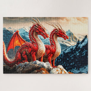 Illustratie van zittende draken legpuzzel