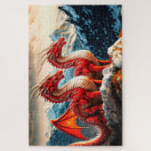 Illustratie van zittende draken legpuzzel (Verticaal)