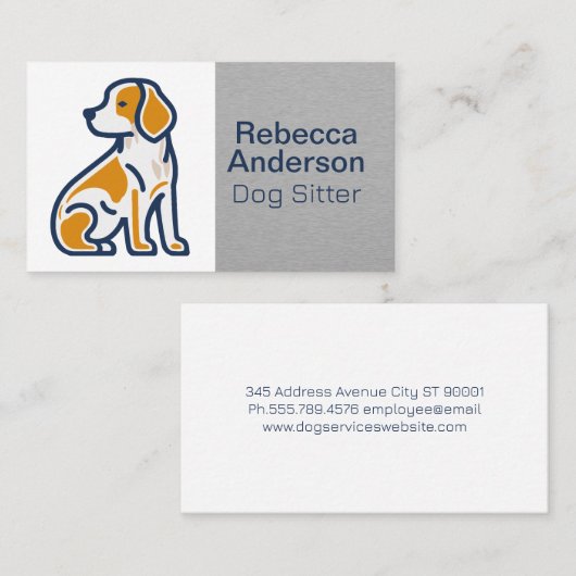 Illustratie van zittende schattige hond afsprakenkaartje (Voorkant / Achterkant)