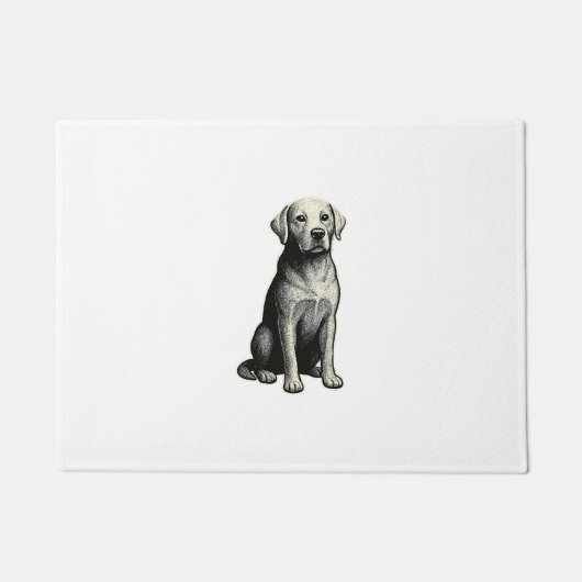 Illustratie van zittende vintage hond deurmat (Voorkant)