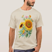Illustratie van zonnebloemenboeket bloem botanisch t-shirt (Voorkant)