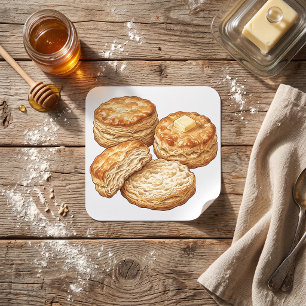 Illustratie van Zuidelijke Karnemelk Biscuits Vierkante Sticker