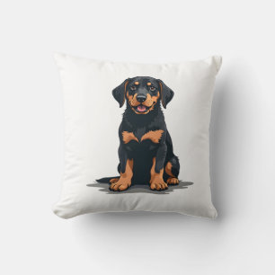 Illustratie van zwart en bruin hond van achteren v kussen