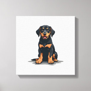 Illustratie van zwart en bruine hond van achteren canvas afdruk