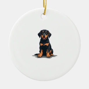 Illustratie van zwart en bruine hond van achteren  keramisch ornament