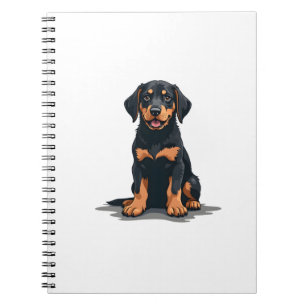 Illustratie van zwart en bruine hond van achteren notitieboek
