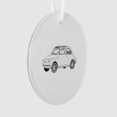 Illustratie van zwart-wit en wit fiat 500 ornament (voorkant)
