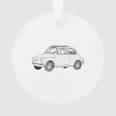 Illustratie van zwart-wit en wit fiat 500 ornament (achterkant)