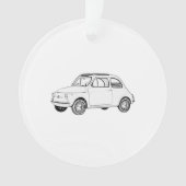 Illustratie van zwart-wit en wit fiat 500 ornament (voorkant)