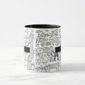 Illustratie van zwarte en witte katten naam mok (Midden)