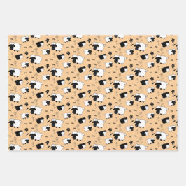 Illustratie van zwarte en witte schapen inpakpapier vel