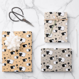 Illustratie van zwarte en witte schapen inpakpapier vel